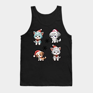 Kawaii Christmas Puppy Set Tank Top